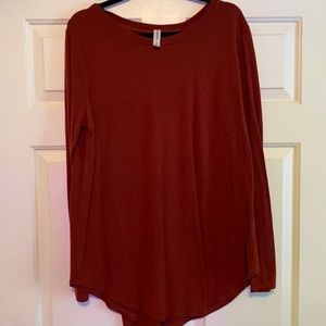 Brick Red Long Sleeve Tunic Top